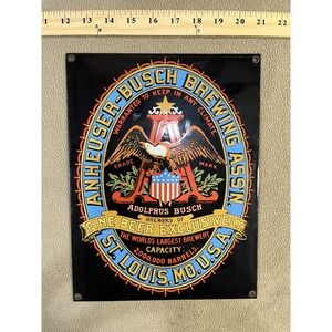 Vintage Anheuser Busch Brewing Association Tin Sign Adolphus Busch St Louis